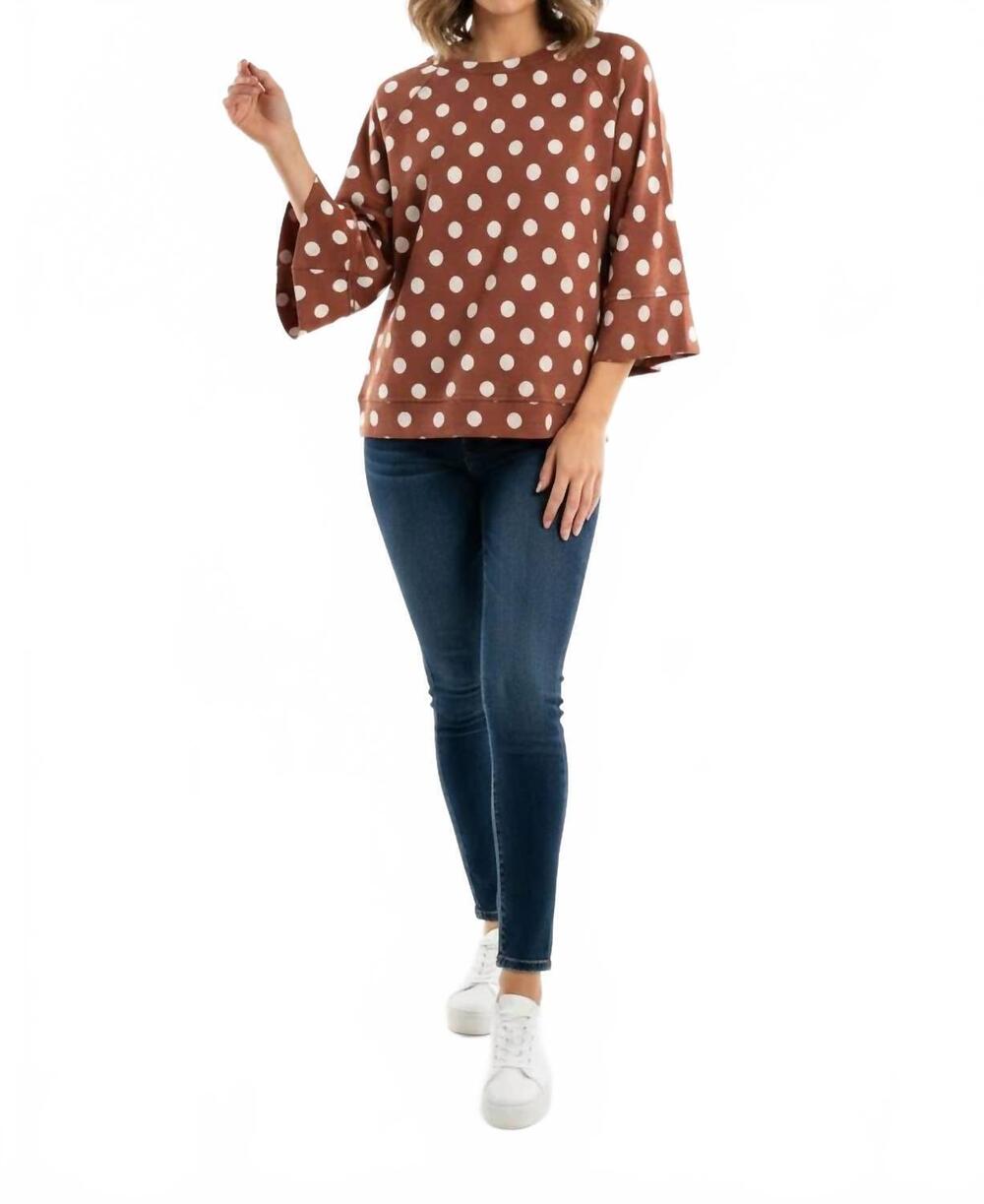 NEW UMGEE women's polka dot raglan sleeve pullover in rust